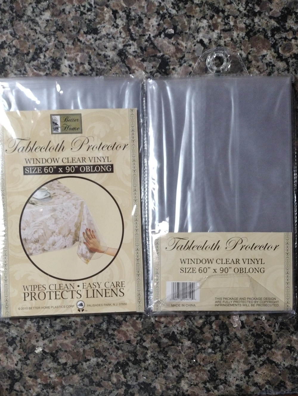Lot of 2 Tablecloth Protector Clear Vinyl 60" x 90" OBLONG New wipes clean prote